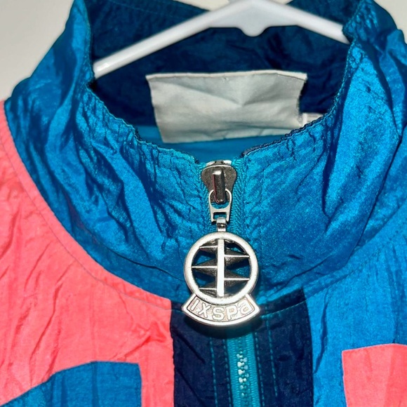 Rare Vintage retro blue and pink color block 80s windbreaker jacket size M - Picture 5 of 11